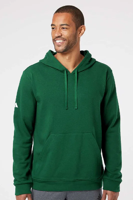 Timeless Modern Adidas Mens Fleece Hooded Sweatshirt Hoodie w/ Pouch Pocket - Collegiate Green