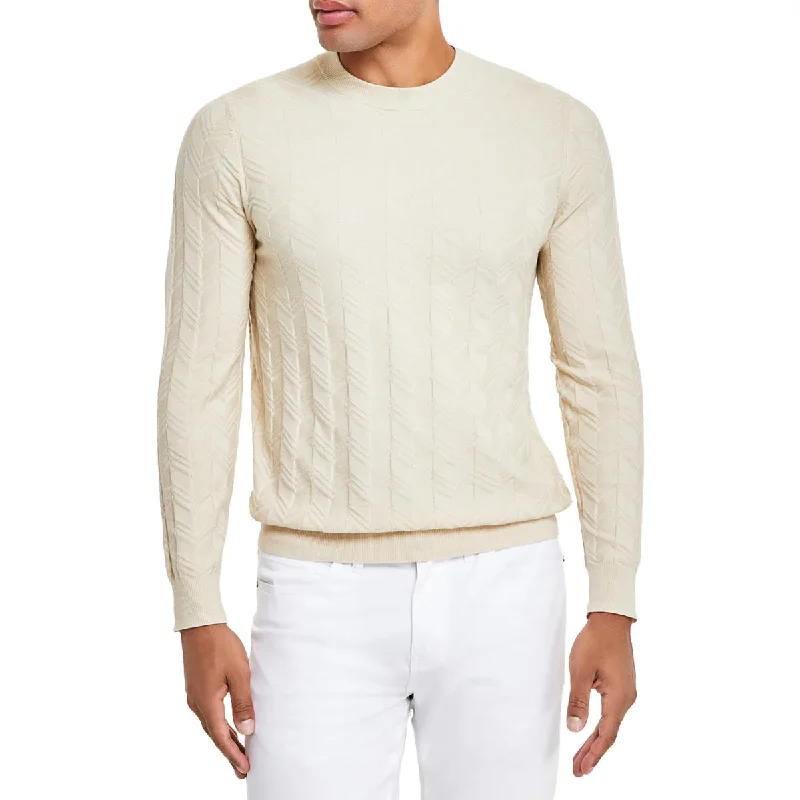 Classic Patterns Alfani Mens Ribbed Trim  Knit Crewneck Sweater