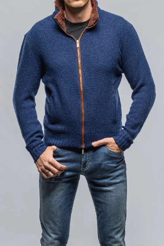 Distressed Denim Golis Cashmere Zip Sweater