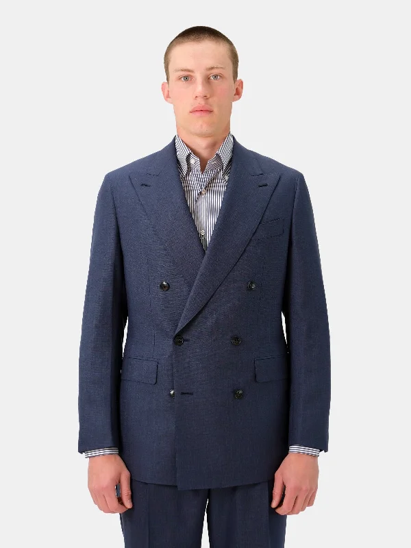 Tailored Grunge Narni Double Breasted Suit - Dusty Blue Microweave Wool