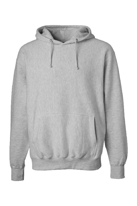 Clean Aesthetic Weatherproof Mens Cross Weave Hooded Sweatshirt Hoodie w/ Pouch Pocket - Heather Grey