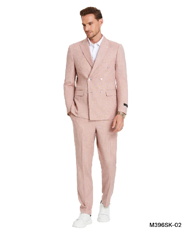 Neutral Patterns 2 PC Double Breasted Pin-Stripe Suit