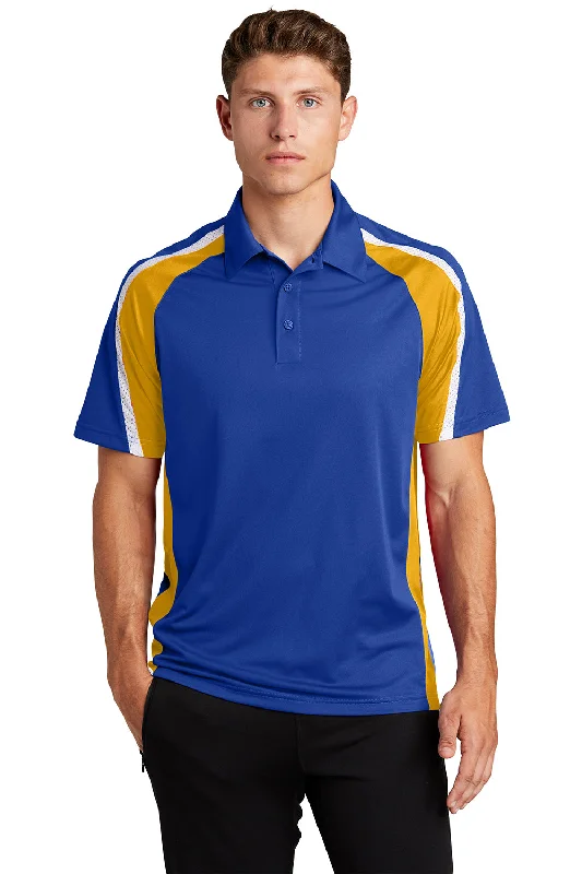 Sophisticated Casual Sport-Tek Mens Sport-Wick Moisture Wicking Short Sleeve Polo Shirt - True Royal Blue/Gold/White