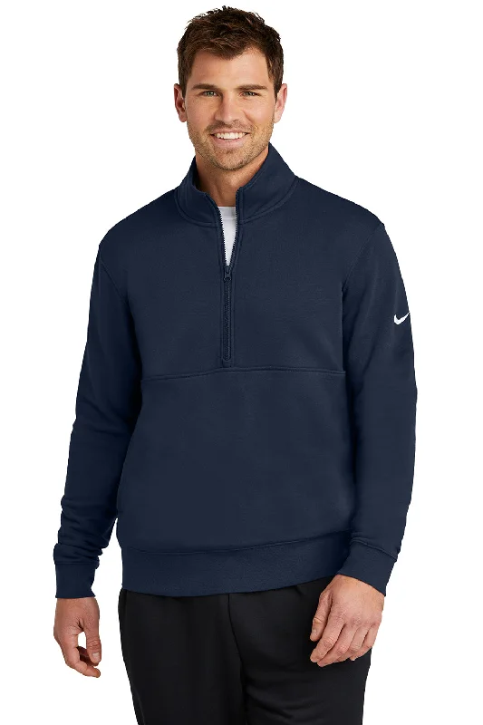 Elevated Tailoring Nike Mens Club Fleece 1/4 Zip Sweatshirt w/ Pockets - Midnight Navy Blue