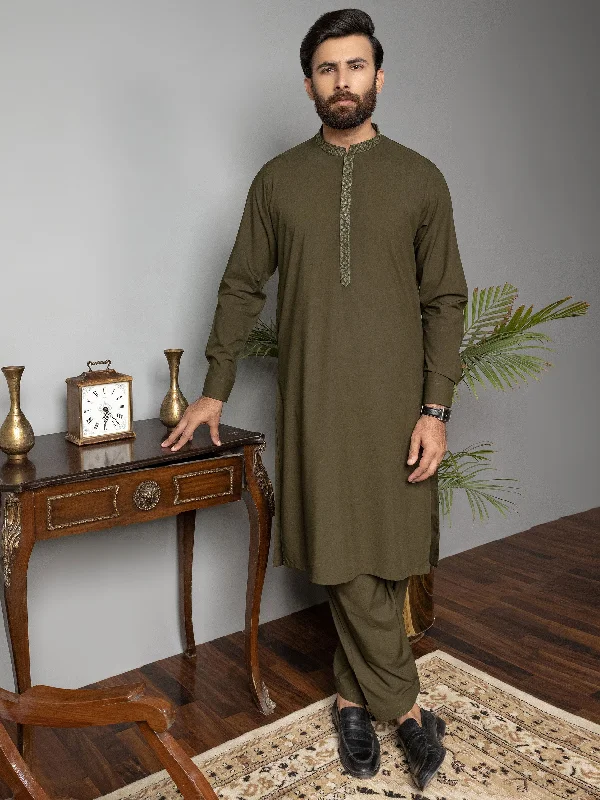 Polished Minimalism Wash and Wear Suit-Embroidered