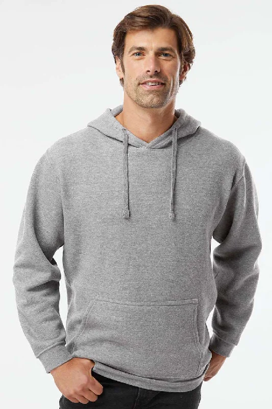 Soft Casual LAT Mens Elevated Fleece Basic Hooded Sweatshirt Hoodie w/ Pouch Pocket - Heather Granite Grey