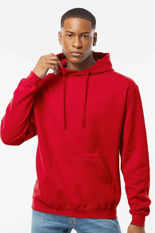 Urban Classic Tultex Mens Fleece Hooded Sweatshirt Hoodie w/ Pouch Pocket - Red