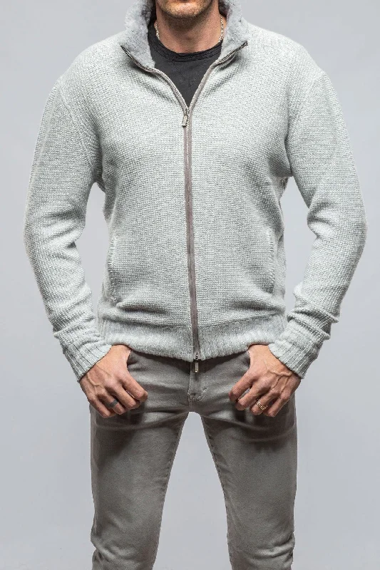 Relaxed Denim Golis Cashmere Zip Sweater In Grey