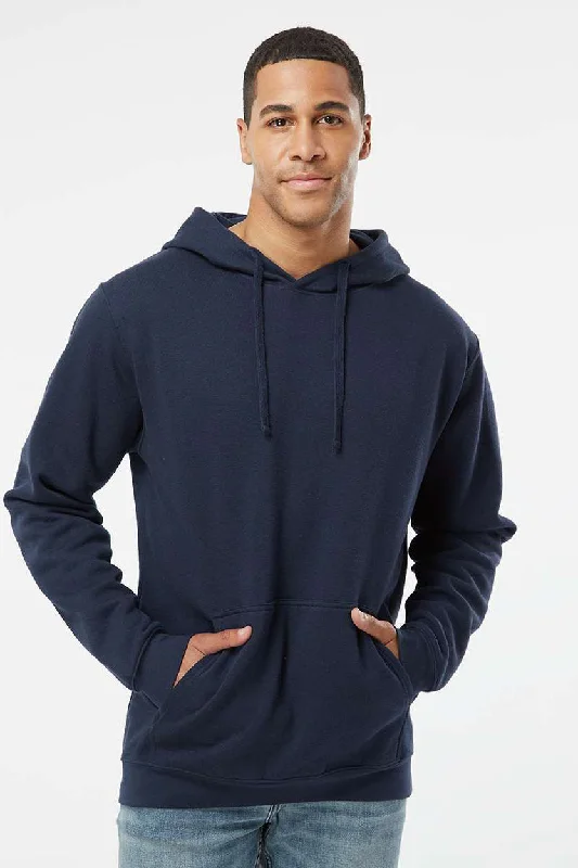 Timeless Modern LAT Mens Elevated Fleece Basic Hooded Sweatshirt Hoodie w/ Pouch Pocket - Navy Blue