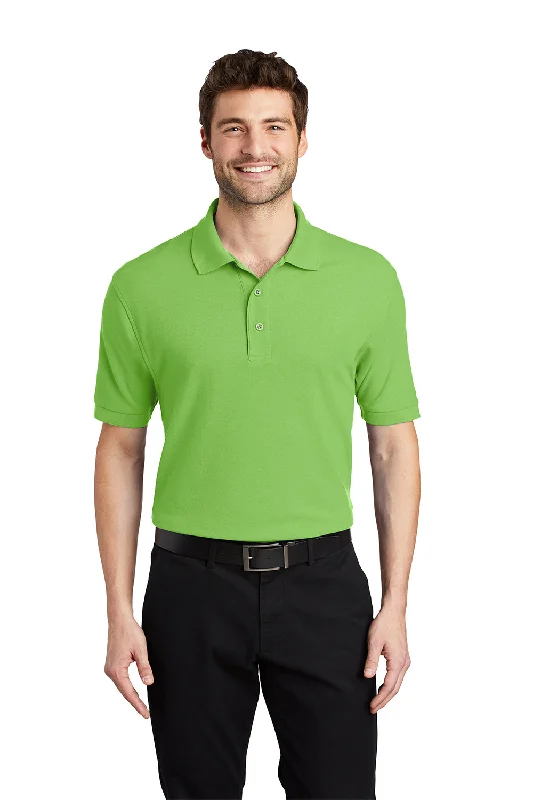 Classic Statement Port Authority Mens Silk Touch Wrinkle Resistant Short Sleeve Polo Shirt - Lime Green