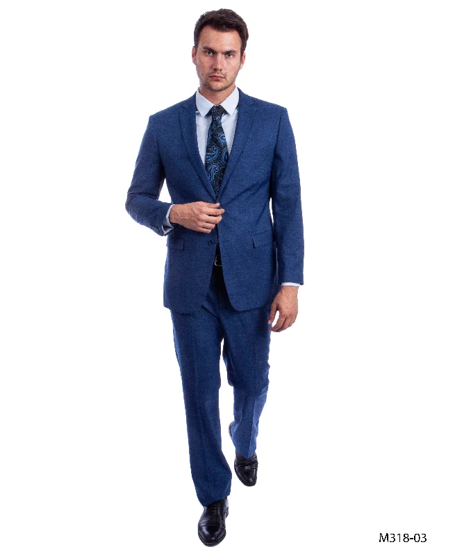 Contemporary Relaxed Medium Blue Suit For Men Formal Suits For All Ocassions