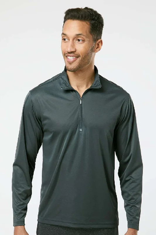 Soft Utility Paragon Mens Malibu Performance Moisture Wicking 1/4 Zip Sweatshirt - Carbon Grey - Closeout