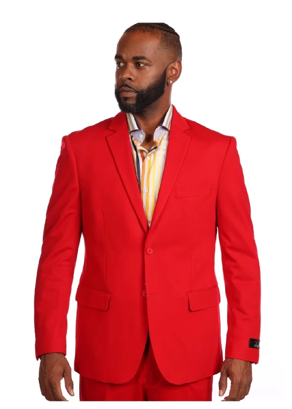 Relaxed Sporty Vitali M9007 3 Pieces Vested Suit Red