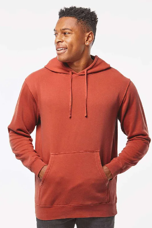 High-End Minimalism Independent Trading Company Mens Pigment Dyed Hooded Sweatshirt Hoodie w/ Pouch Pocket - Amber