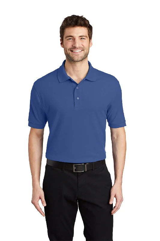 Weekend Minimalism Port Authority Mens Silk Touch Wrinkle Resistant Short Sleeve Polo Shirt - Mediterranean Blue