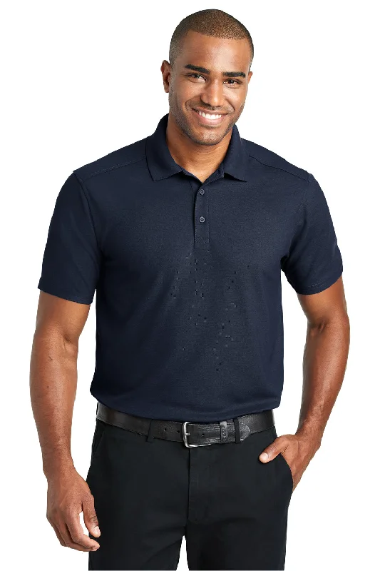 Elevated Fashion Port Authority Mens EZPerformance Moisture Wicking Short Sleeve Polo Shirt - Navy Blue