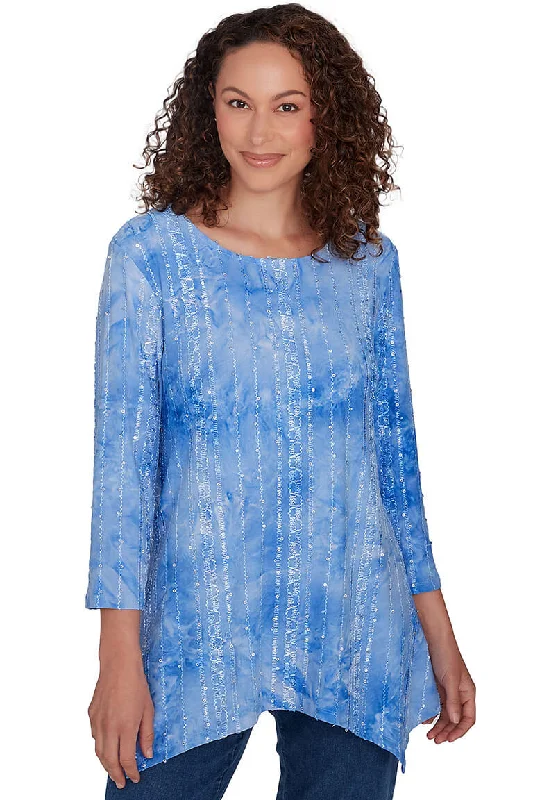 Paisley Patch Sequined Tie-Dye Top