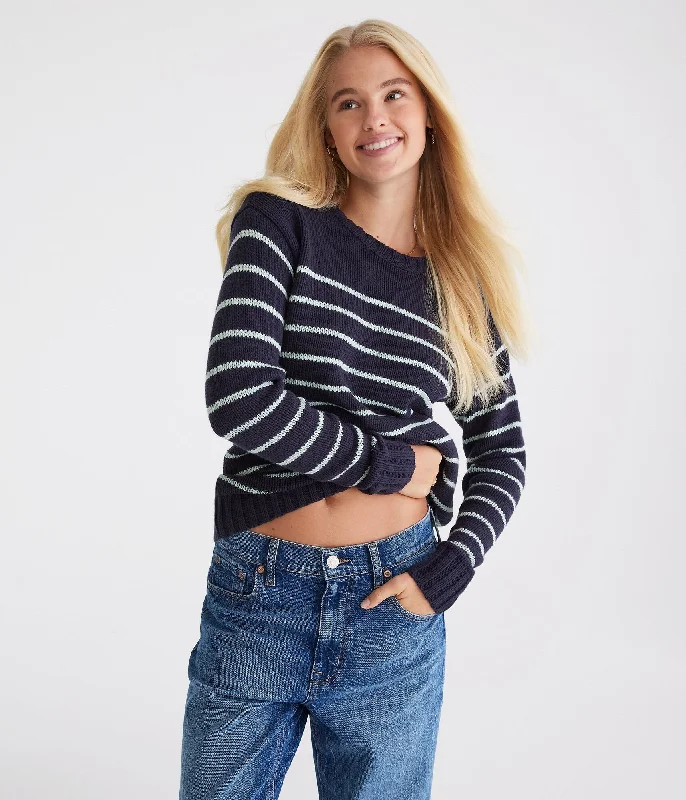 Aeropostale Striped Oversized Crew Sweater