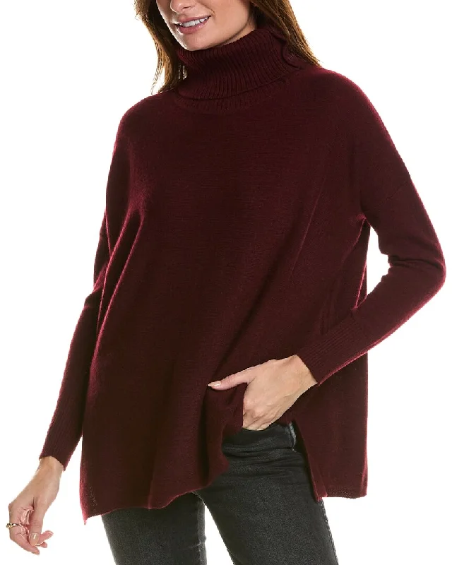 Casual Contemporary Business Shirts Forte Cashmere Button Neck Oversized Cashmere Pullover