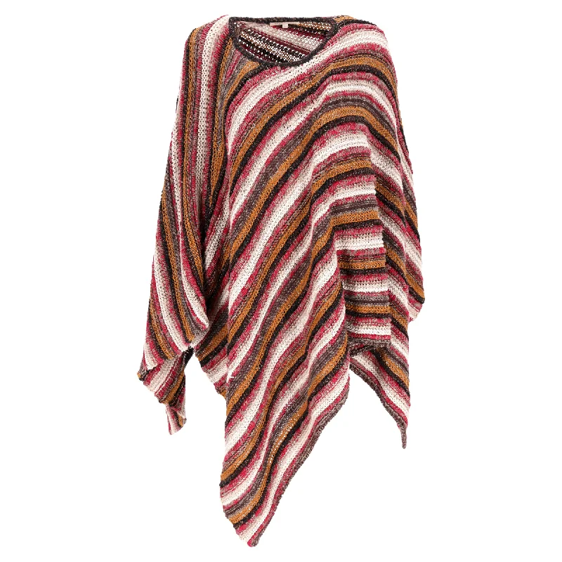 Maje Stripe Knitted Cape Sweater in Multicolor Cotton