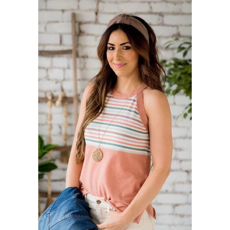 Striped Top Halter Tank