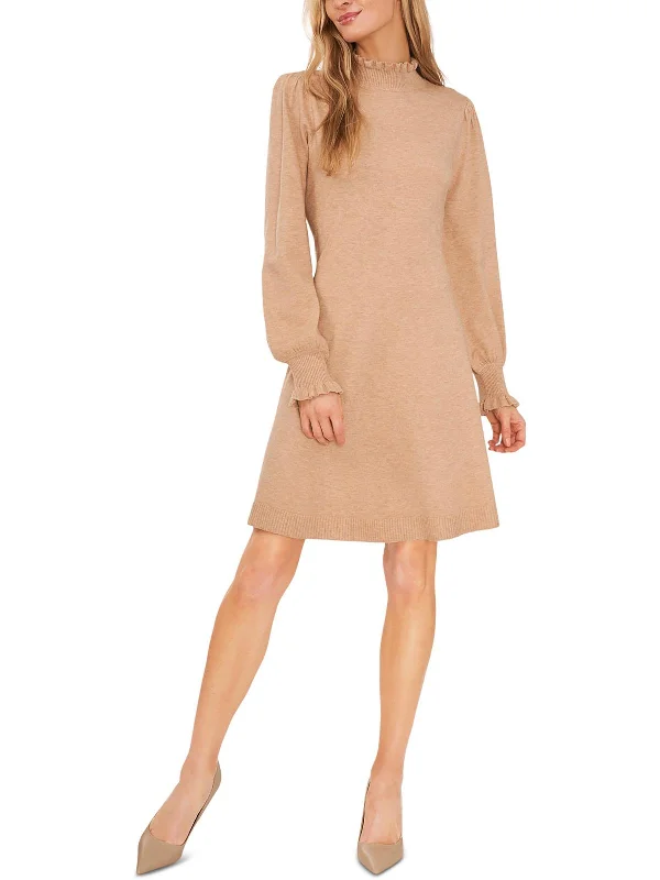 Womens Ruffled Midi Sweaterdress