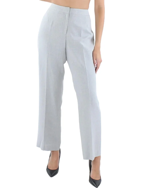 Petites Womens Knit Straight Leg Dress Pants