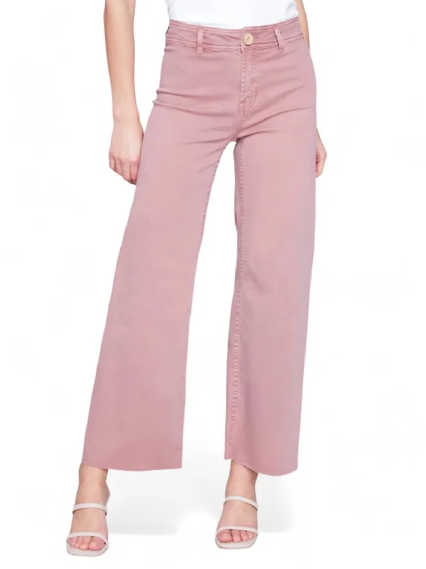 Wide Leg Raw Hem Pant In Woodrose