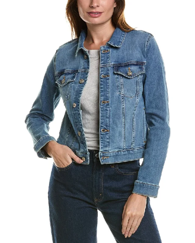 Tailored Modern Stylish Scarves 7 For All Mankind Classic Cropped Trucker Jacket