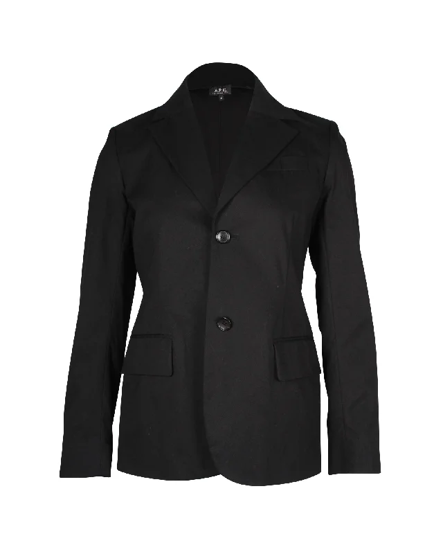 A.P.C Classic Blazer in Black Cotton Blend