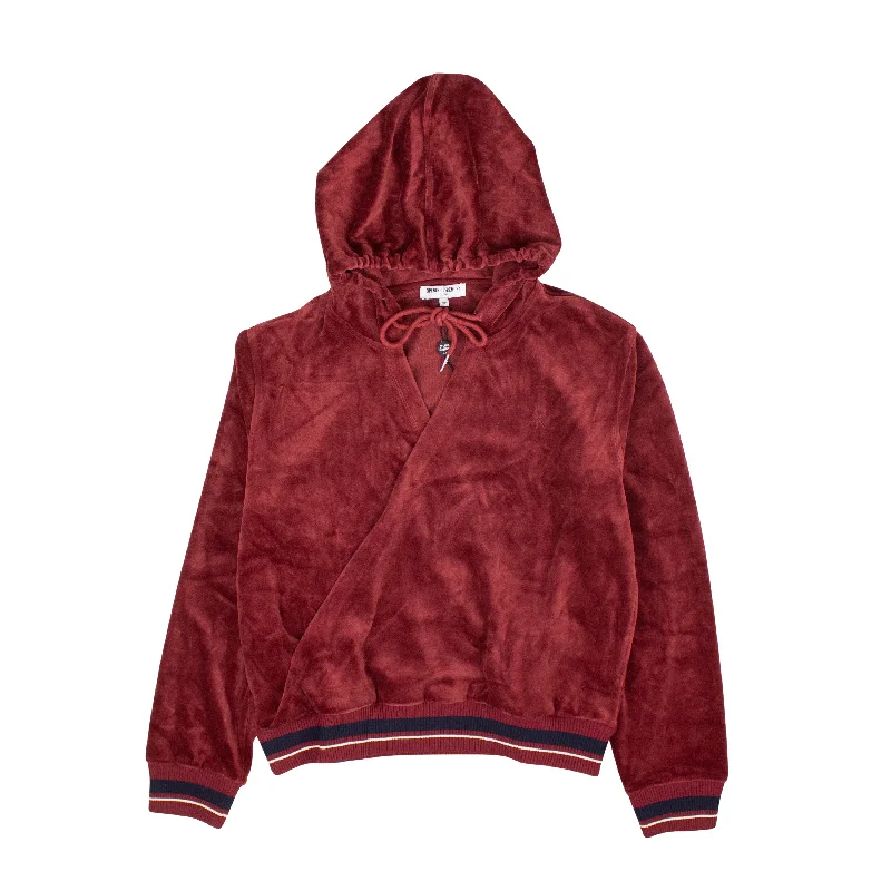 Soft Layers Designer Belts Burgundy Velour Wrap Track Jacket