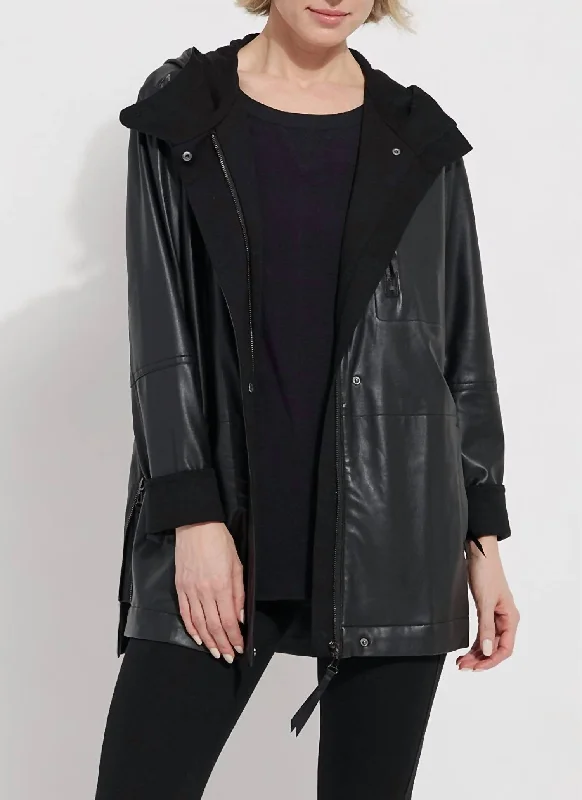 Minimalist Prints Oversized Jackets Celine Vegan Leather Jacket In Black