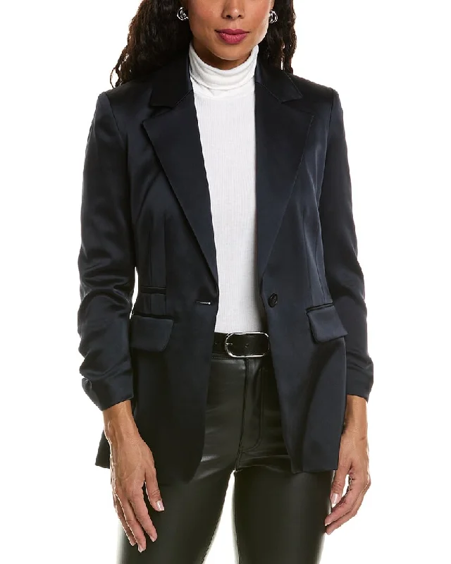 Elevated Monochrome Athleisure Wear Elie Tahari Satin Blazer