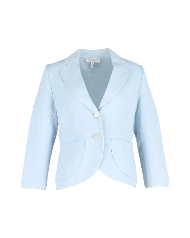 Rugged Minimalism Casual Shirts Escada Single-Breasted Blazer in Light Blue Wool