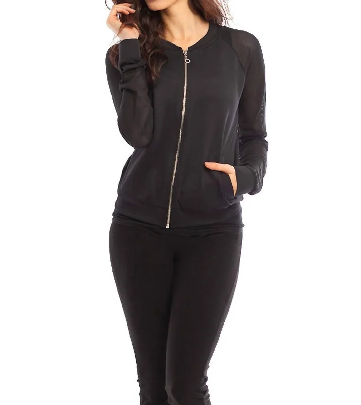 Soft Casual Luxury Suits Fiona Bomber Jacket In Black