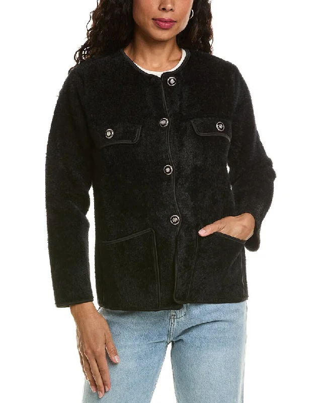 Sporty Tailoring Denim Shirts HL Affair Fuzzy Eyelash Jacket