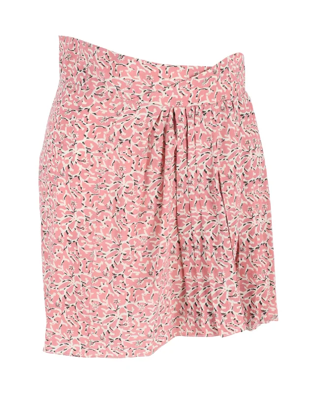 Isabel Marant Pleated Mini Skirt in Pink Silk