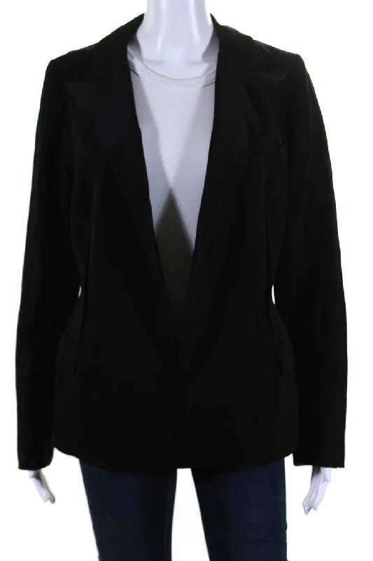 Neutral Fashion Stylish Trousers Lanvin Womens Open Front Light Blazer Jacket Black Wool