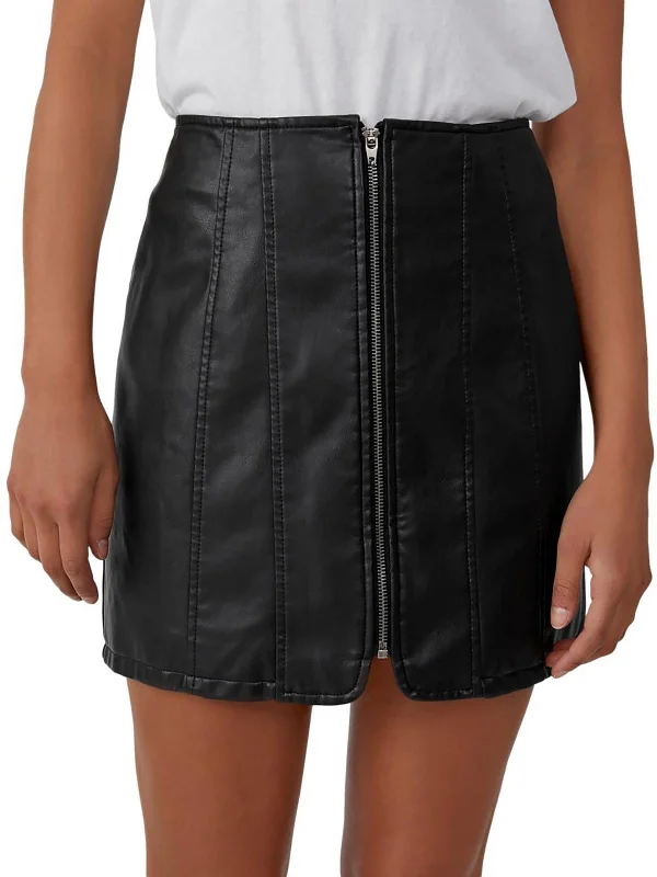 Layla Womens Vegan Leather Mini Mini Skirt