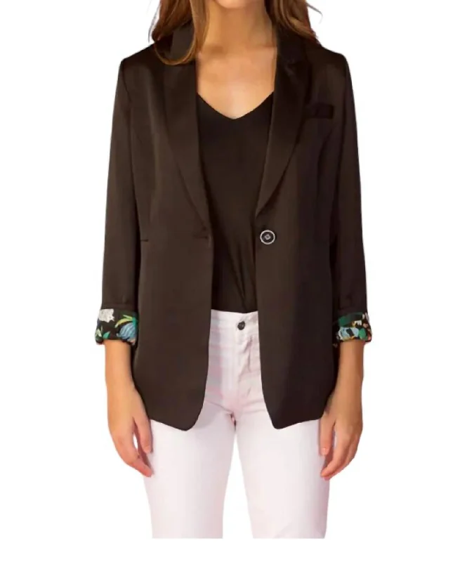 Bold Urban Warm Cardigans Notched Collar Jacket In Black