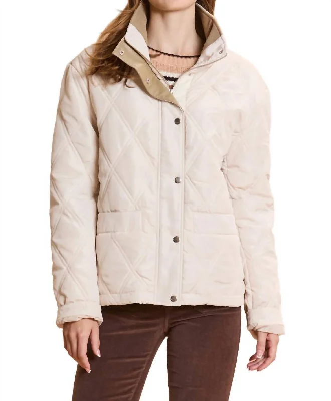 Relaxed Denim Modern Denim Oslo Quilted Car Coat In Beige