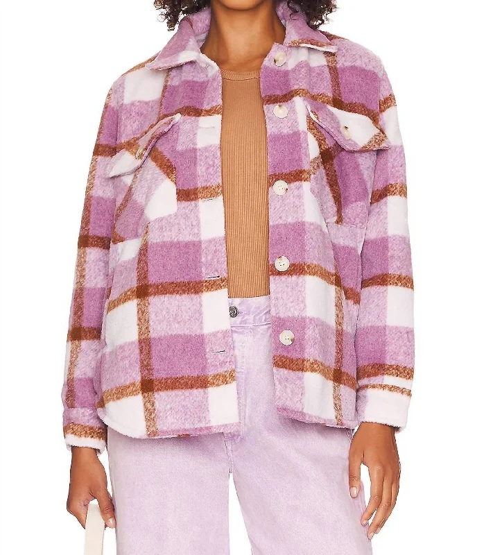 Smart Layering Winter Accessories Plaid Shacket In Voyager