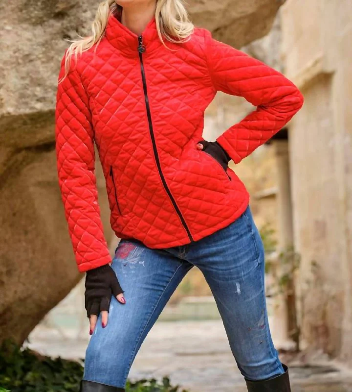 Urban Sportwear Slim Fit Suits Quilted Jacket Red