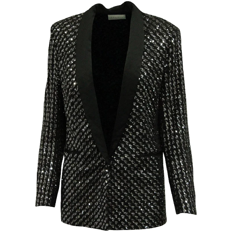 Casual Essentials Winter Coats Sandro Paris Sequined Tailored Blazer in Black Polyester