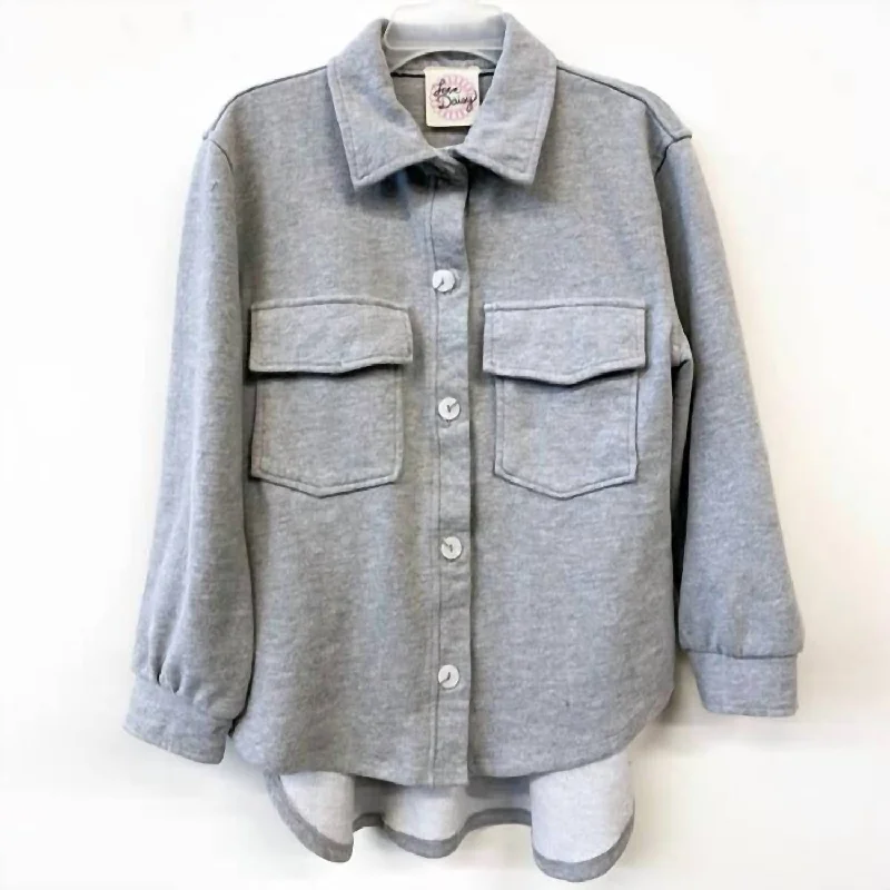 Everyday Tailoring Casual Suits Shacket With Front Pockets In Grey