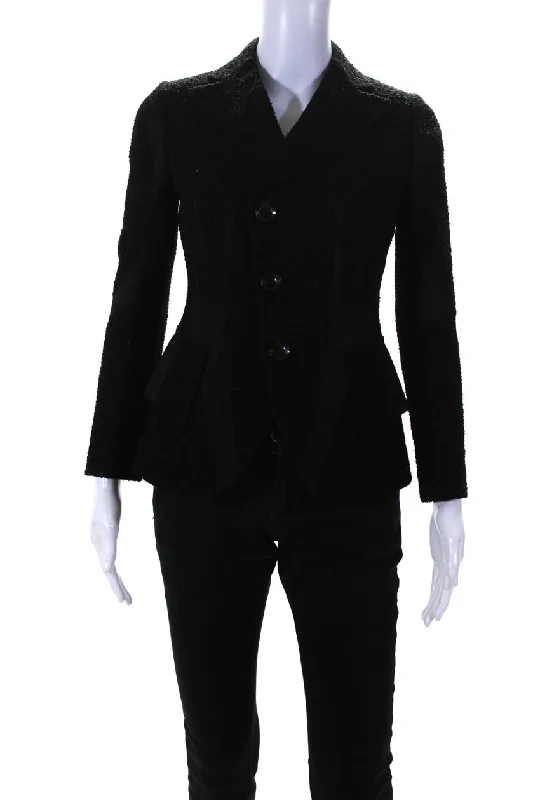 Urban Chic Sporty Blazers Shiro Sakai Womens New Classic Tailored Boucle Blazer Jacket Black