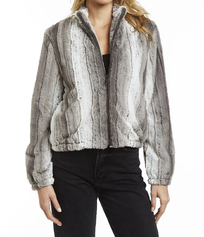 Boho Streetwear Street-inspired Theo Faux Fur Jacket In Silver