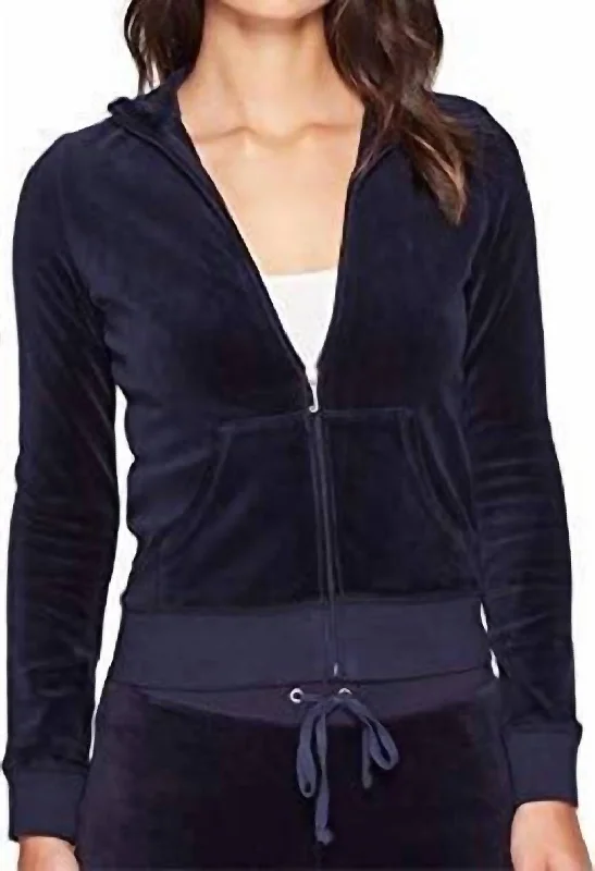 Simplistic Layers Cool Jackets Velour Fairfax Fitted Jacket In Navy Blue