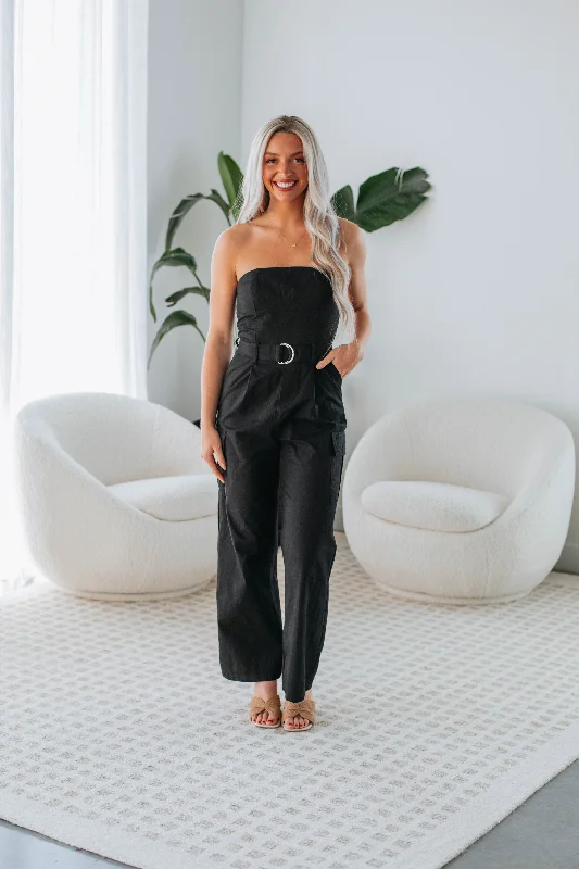 Jesa Cargo Jumpsuit - Black