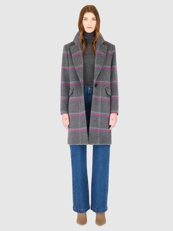 Elevated Monochrome Tailored Trousers SCARLETT PLAID NOTCH COLLAR WOOL COAT